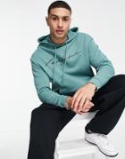 Asos Dark Future Oversized Hoodie With Script Chest Print In Sage Green