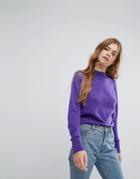 Monki High Neck Knitted Sweater - Purple