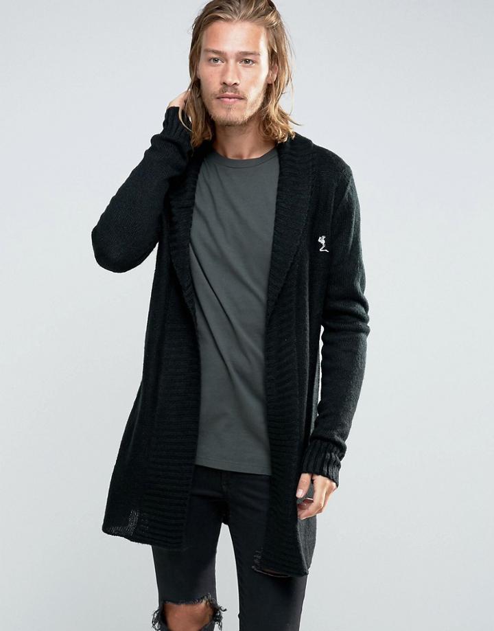 Religion Longline Open Shawl Cardigan - Black