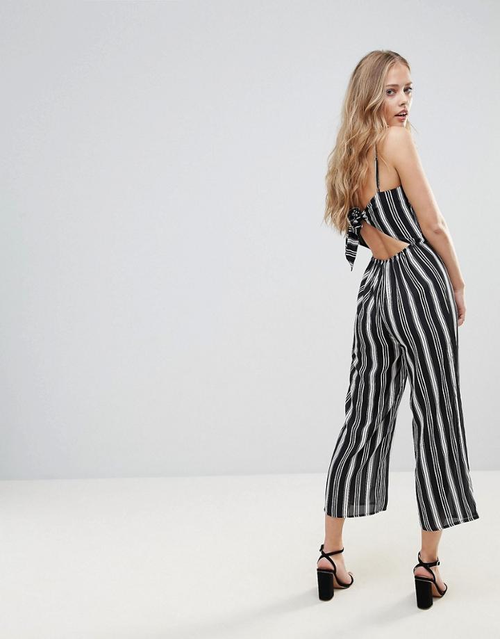Oh My Love Bow Back Wide Leg Culotte Jumpsuit - Black