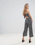 Oh My Love Bow Back Wide Leg Culotte Jumpsuit - Black