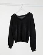 Vila Lace Detail Sweater In Black