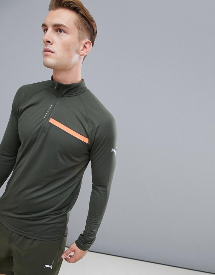 Puma Running 1/4 Zip Sweat In Khaki 517010-04 - Green