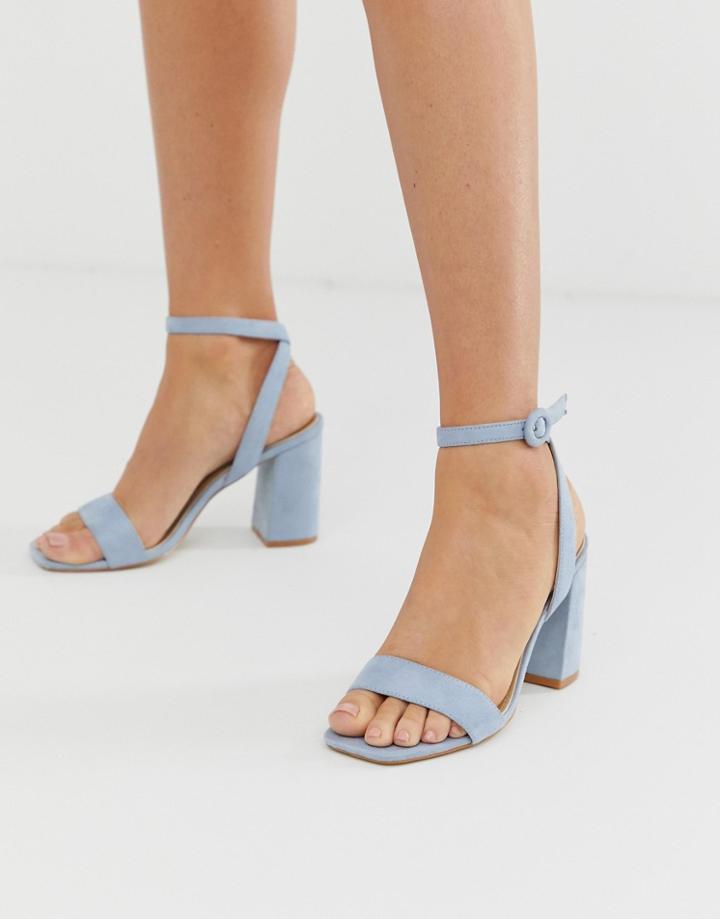 Raid Wink Pale Blue Square Toe Block Heeled Sandals - Blue