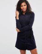 Brave Soul Belted Shirt Dress - Navy