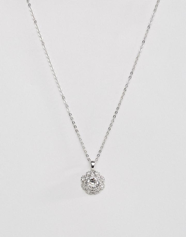 Ted Baker Silver Sirou Crystal Daisy Lace Pendant - Silver