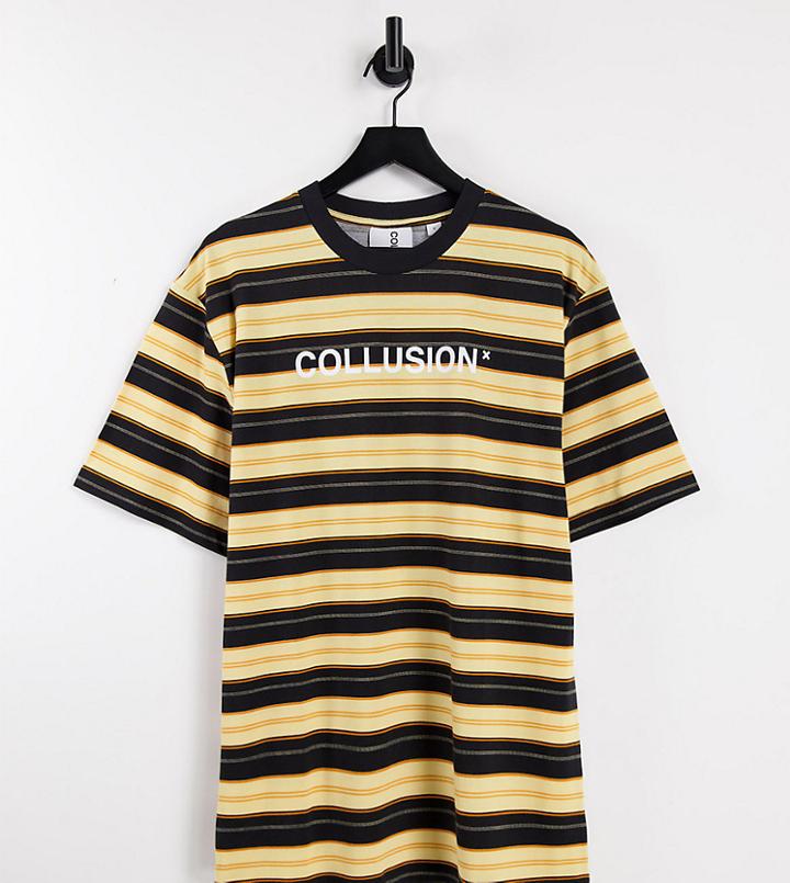 Collusion T-shirt With Embroidery In Retro Stripe Pique-multi