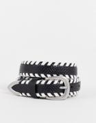 Topshop Mixed Weave Belt In Monochrome-multi