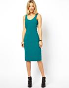 Asos Pinny Tab Side Pencil Dress - Green