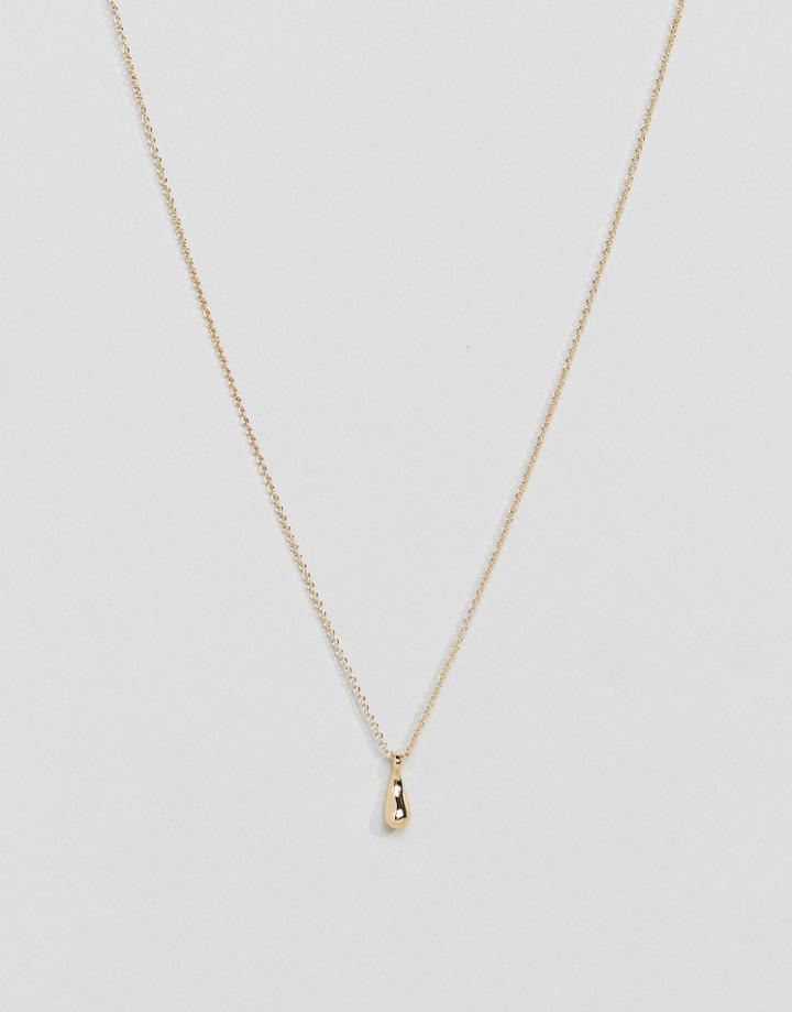 Nylon Teardrop Pendant Necklace - Gold