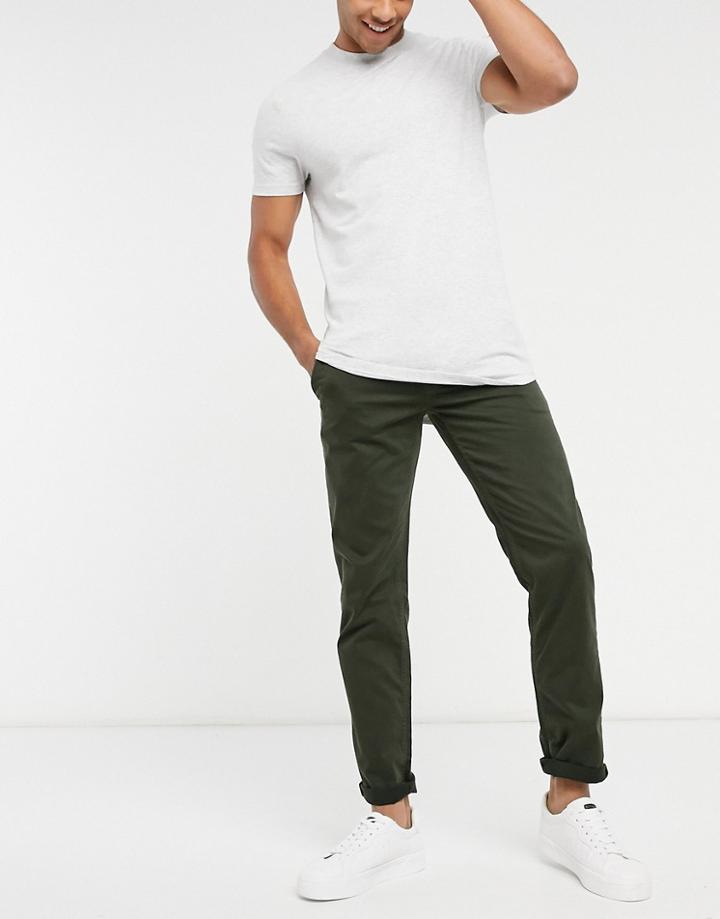 Boss Schino Slim Fit Chinos In Khaki-green