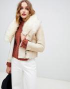 Barney's Originals Jacket With Faux Fur Collar - Beige
