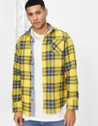 Brave Soul Long Sleeve Check Shirt In Mustard-yellow