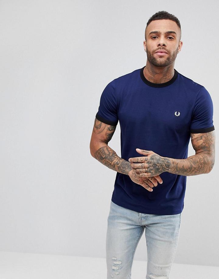 Fred Perry Slim Fit Ringer T-shirt In Navy - Navy