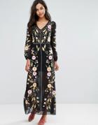 Miss Selfrdige Embroidered Maxi Dress - Blue
