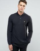 Lyle & Scott Long Sleeve Pique Polo Eagle Logo In Black - Black