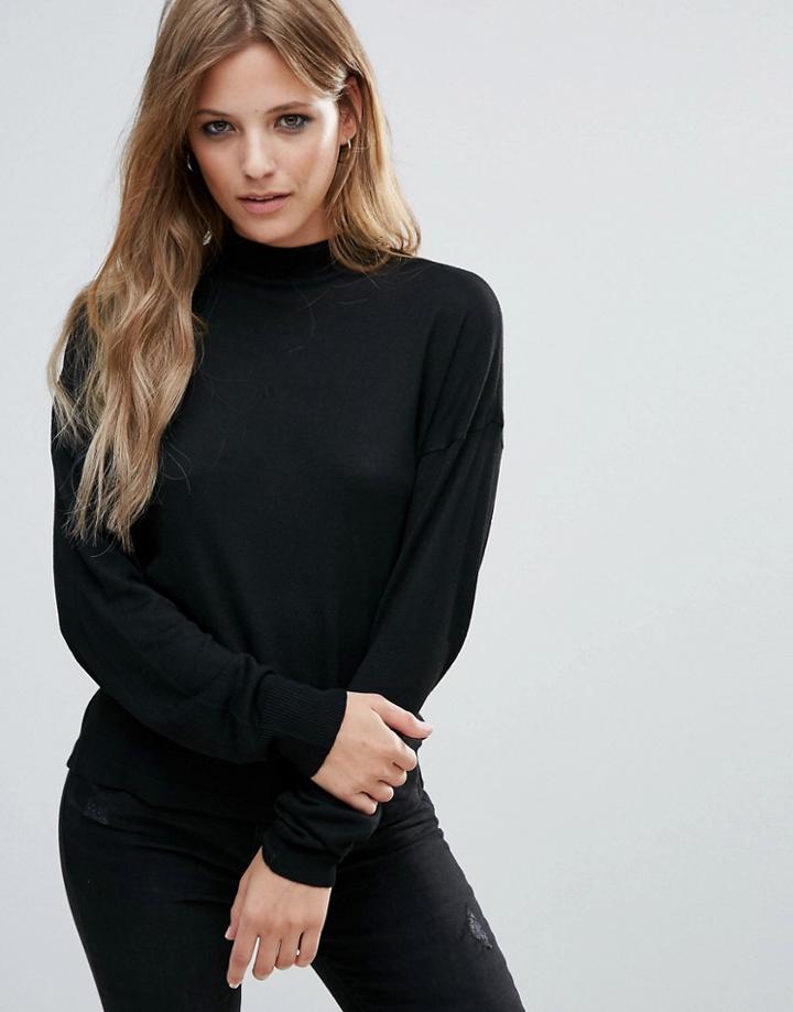 Noisy May Becca High Neck Knit Sweater - Black