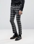 Noose & Monkey Super Skinny Suit Pants In Check With Stretch - Black