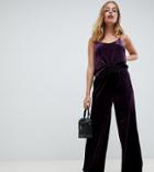 Y.a.s Petite High Waisted Velvet Cropped Pants-purple
