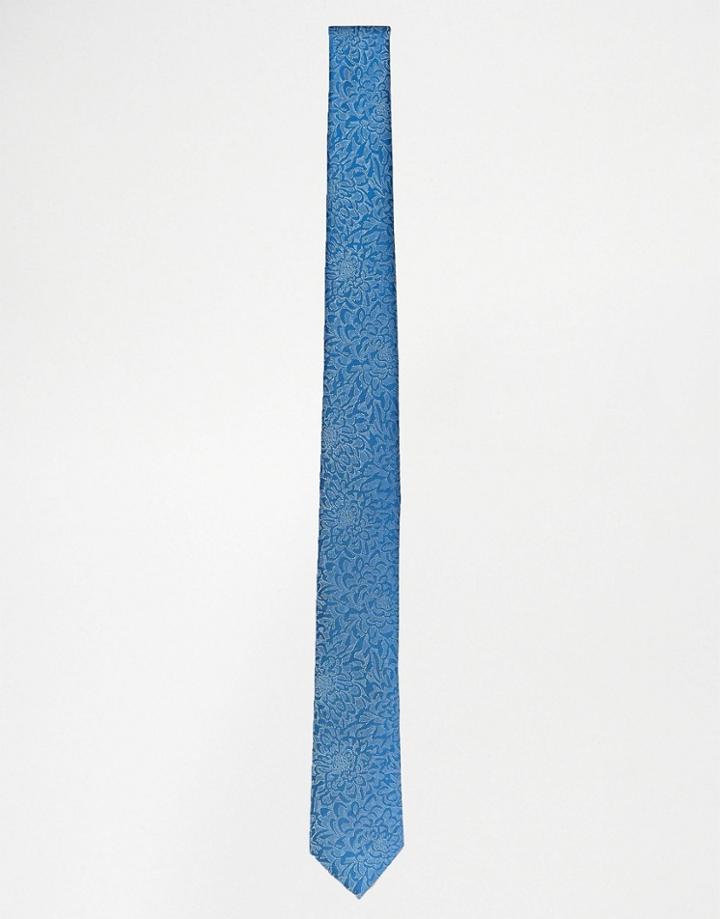 Noose & Monkey Wedding Tie In Floral - Blue