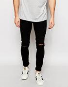 New Look Skinny Jeans With Rips - Black