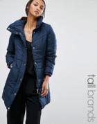 Vero Moda Tall Funnel Neck Padded Coat - Navy