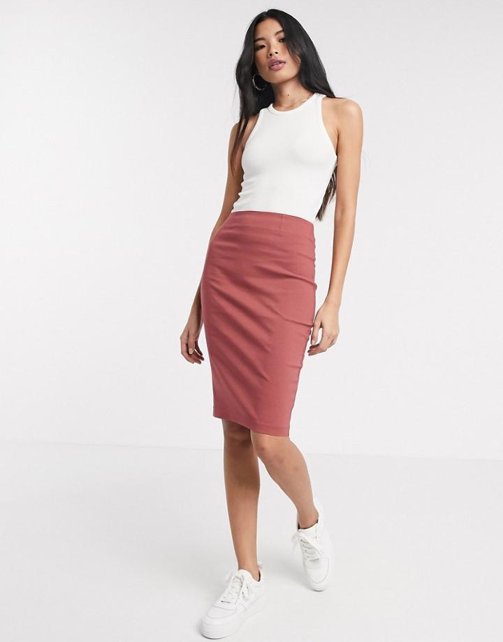 Asos Design High Waist Pencil Skirt In Deep Pink
