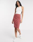 Asos Design High Waist Pencil Skirt In Deep Pink