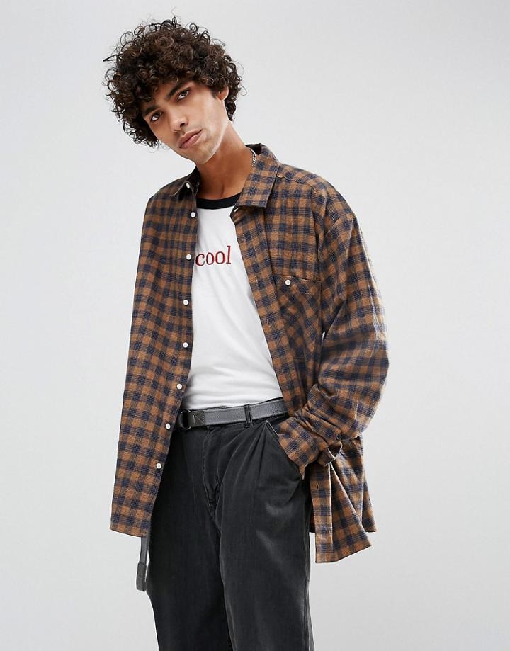 Dead Vintage James Skater Fit Checked Shirt - Gold