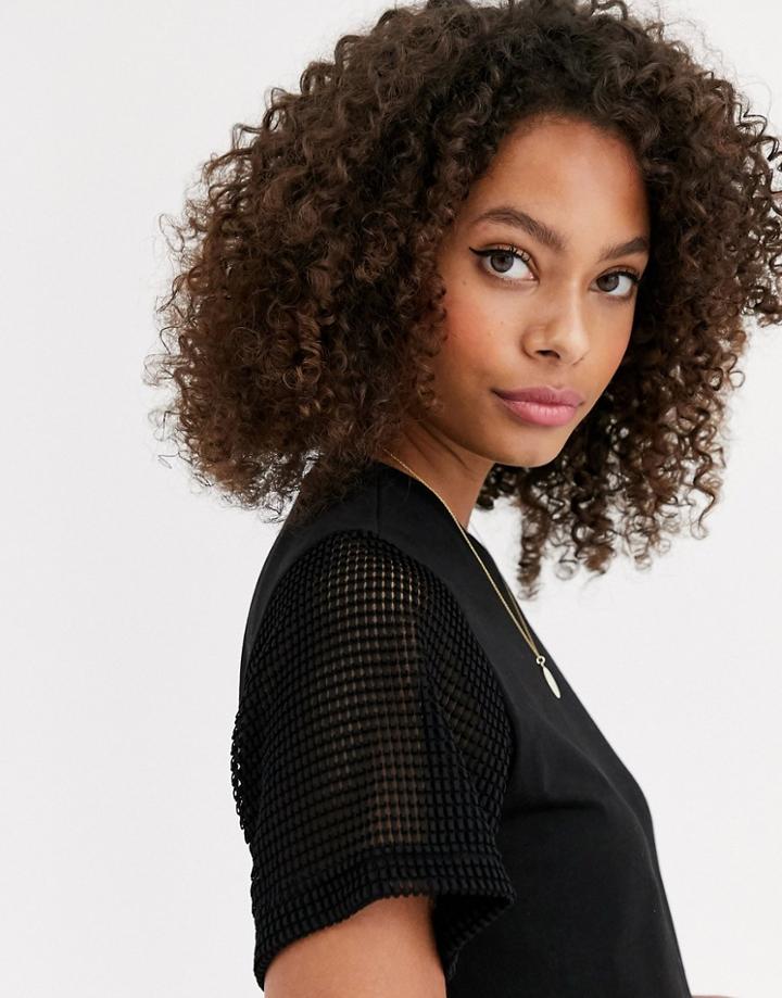 Asos Design T-shirt With Mesh Sleeve-black