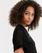 Asos Design T-shirt With Mesh Sleeve-black