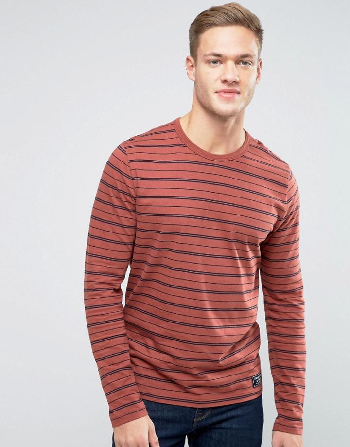 Abercrombie & Fitch Long Sleeve Top Stripe In Burg/navy Stripe - Red
