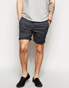 Asos Chino Shorts With Spot Print - Black