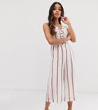 Vero Moda Petite Button Down Stripe Culotte Jumpsuit-multi