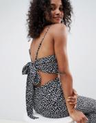 Unique 21 Print Jersey Wrap Crop Top - Multi