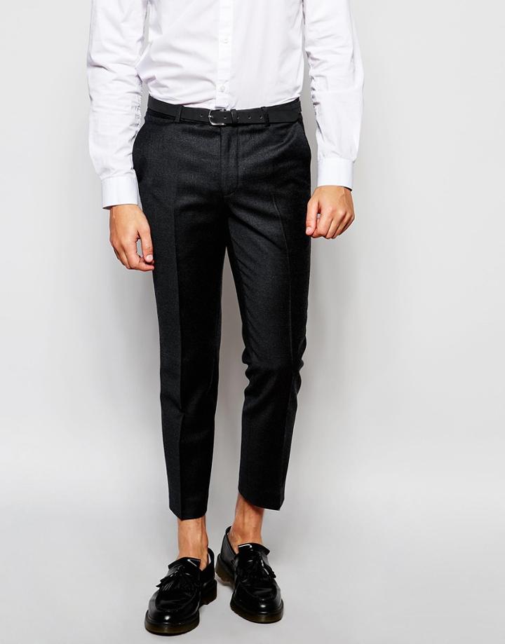 Heart & Dagger Cropped Wool Pants In Skinny Fit - Charcoal