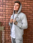Armani Ea7 Core Id Small Logo Zip Thru Hoodie In Gray