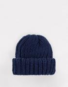 My Accessories London Ribbed Beanie In Navy