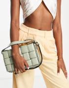 Call It Spring By Aldo Weaved Vegan Woven Padded Crossbody Bag In Sage-green