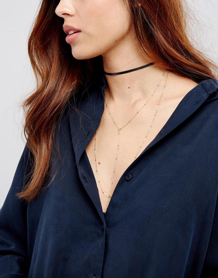 Pieces Multi Layer Choker Necklace - Gold