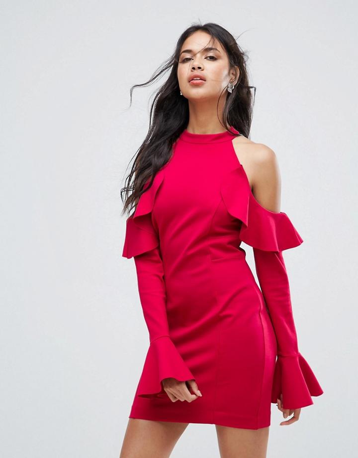 Free People Sweet Talk Frill Mini Dress-pink