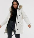 Vero Moda Petite Faux Fur Hooded Parka-beige