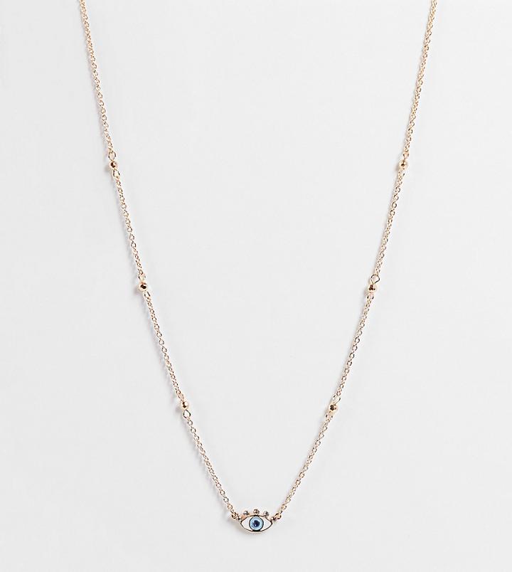 Asos Design Curve Necklace With Eye Charm In Gold Tone