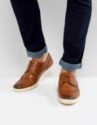Base London Perform Brogue Leather Shoes In Tan - Tan
