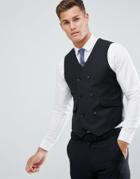 Asos Design Slim Suit Vest In Black 100% Wool - Black