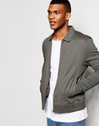 Asos Jersey Harrington Jacket With Woven Front In Gray - Gray