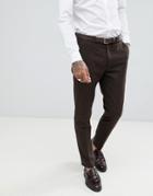Gianni Feraud Slim Fit Brown Donnegal Wool Blend Suit Pants - Brown