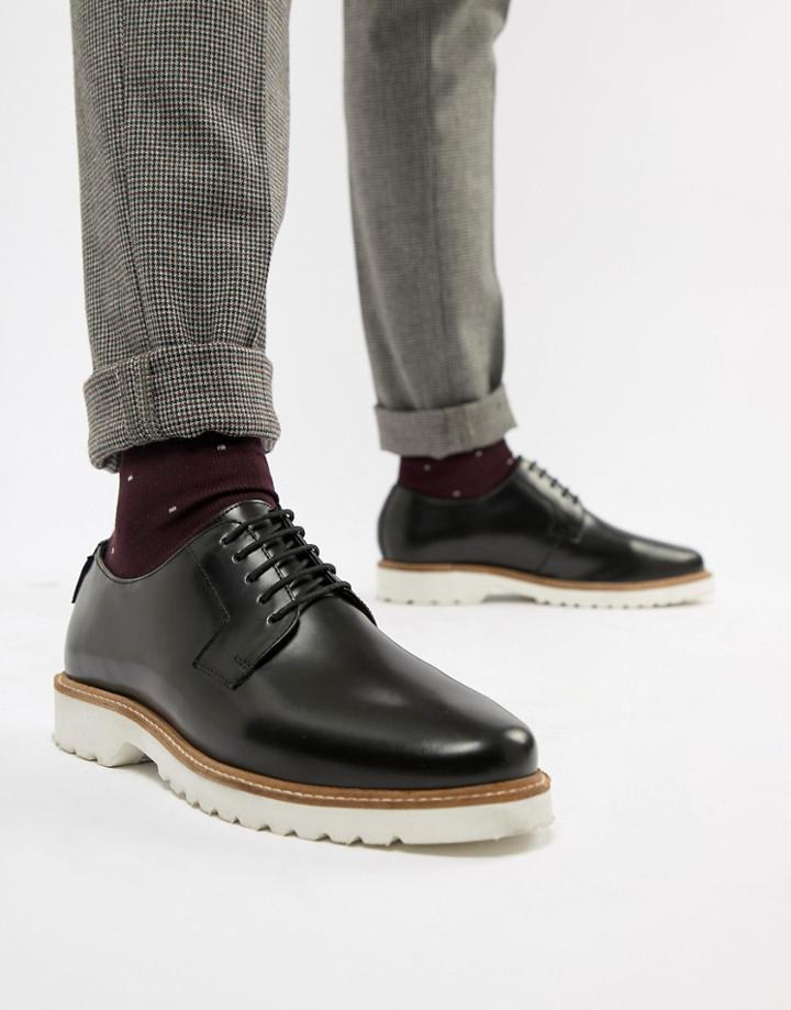 Ben Sherman High Shine Lace Up Chunky Shoes In Black - Black