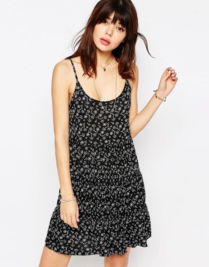 Asos Tiered Sundress In Ditsy Floral Print - Multi