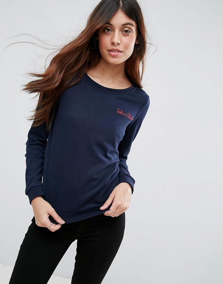 Vero Moda Slogan Sweatshirt - Navy